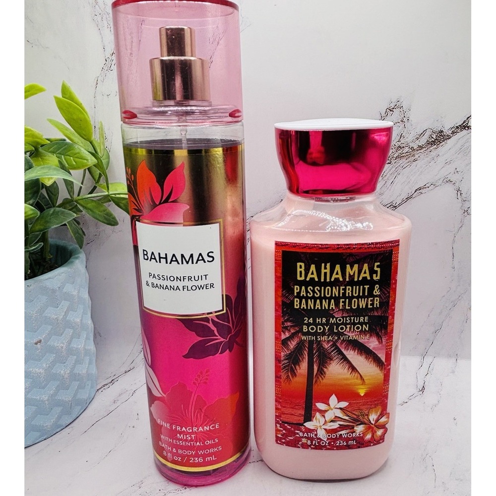 Bath & Body Works BAHAMAS PASSIONFRUIT & BANANA FLOWER Body Spray & Body Lotion - Picture 1 of 8